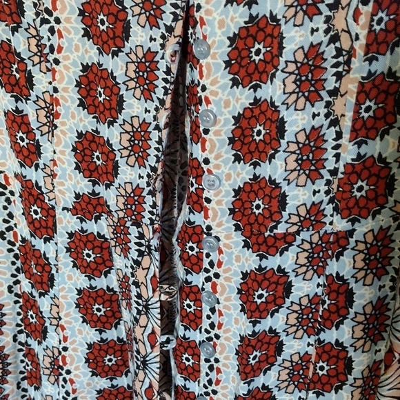 Boho small top love fire retro hippie shirt button floral festival - Picture 2 of 8